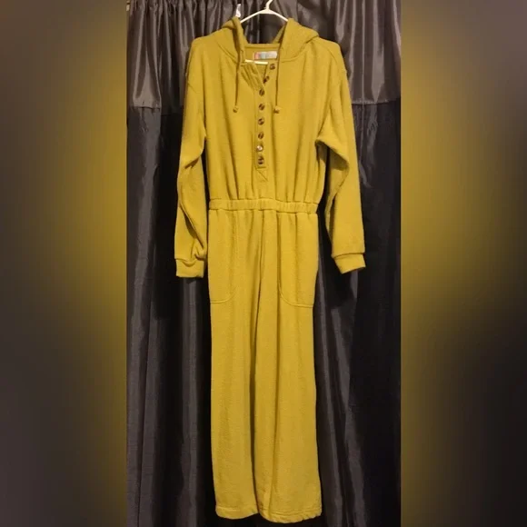 Free People Hooded Terry Cloth Cropped Jumpsuit - Picture 1 of 2